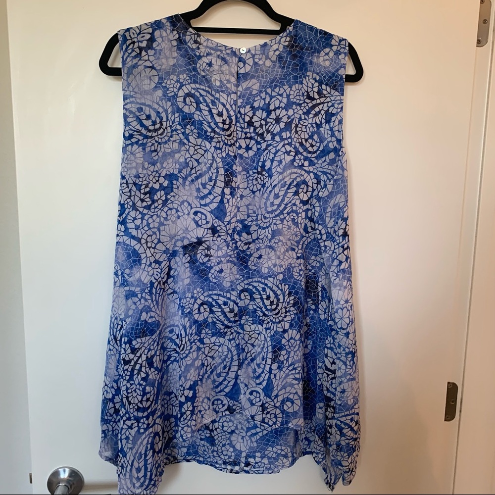 Womens Plus Size Fever Blue & White Tank Top XXL